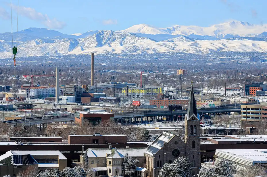 Denver skyline against the Front Range, Colorado